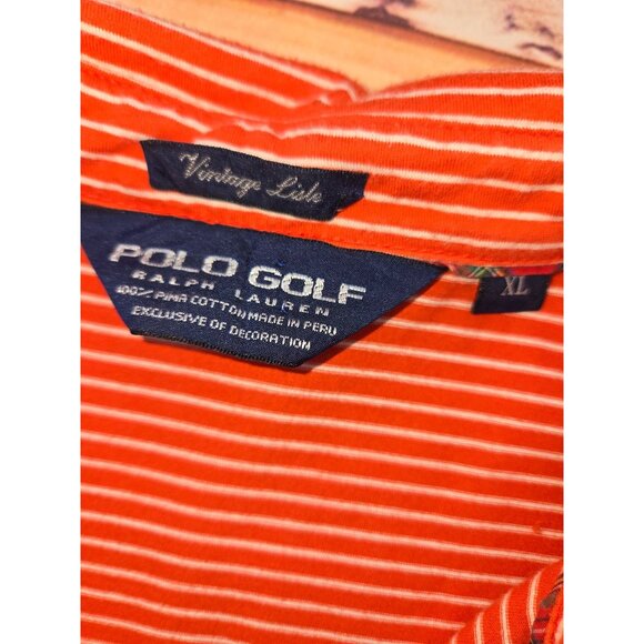 Polo Ralph Lauren Mens Orange Striped Polo XL - Picture 5 of 7